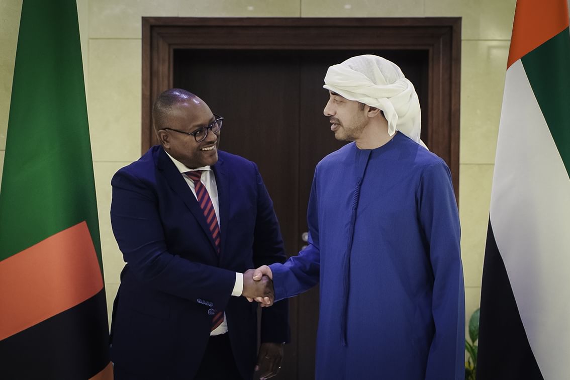 عبدالله بن زايد يستقبل وزير الخارجية والتعاون الدولي في زامبيا