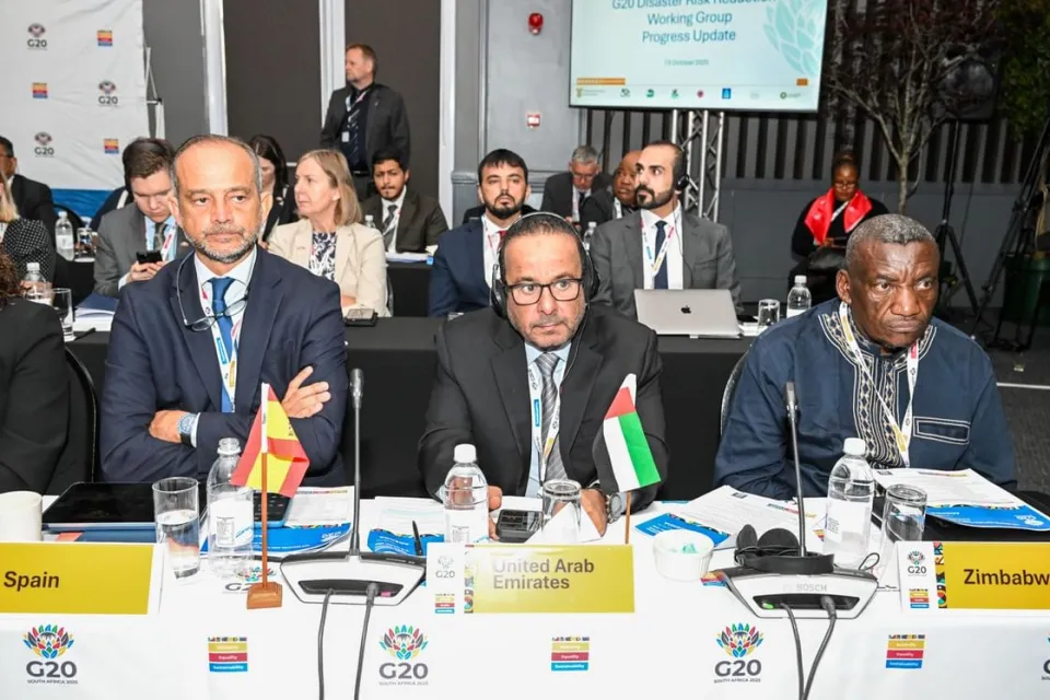 الإمارات تستعرض تجربتها في إدارة الكوارث خلال اجتماعات مجموعة العشرين في جنوب أفريقيا الإمارات تستعرض تجربتها في إدارة الكوارث خلال اجتماعات مجموعة العشرين في جنوب أفريقيا